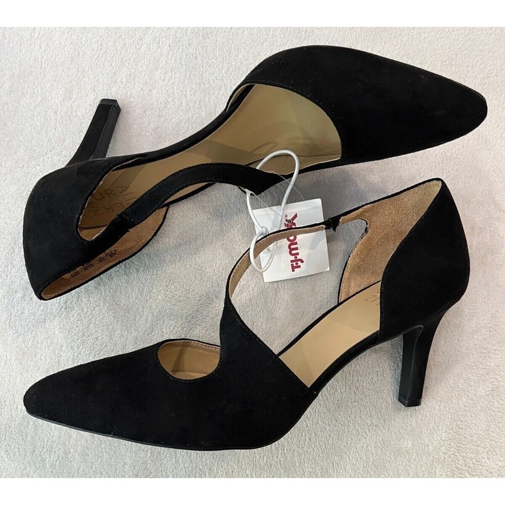 NEW Naturalizer Womens Ezmae Black Suede Pumps Cross Over Strap Shoes Size 9.5